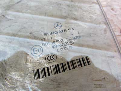 Mercedes Door Window Glass Sungate EA, Rear Left A2217301718 W221 07-13 S550 S Class8